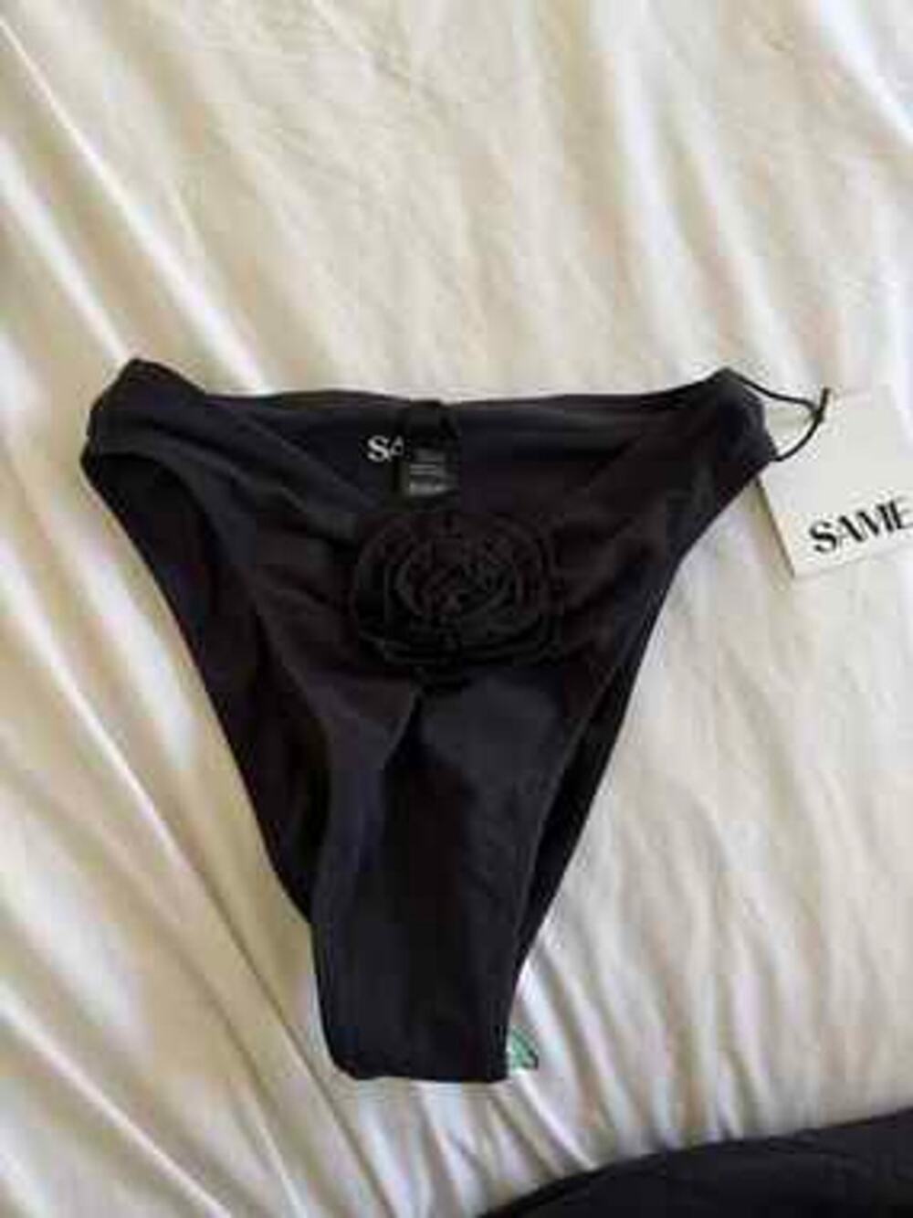 SAME Black Rosette Bikini Bottoms, Size Small — Bottoms Only
